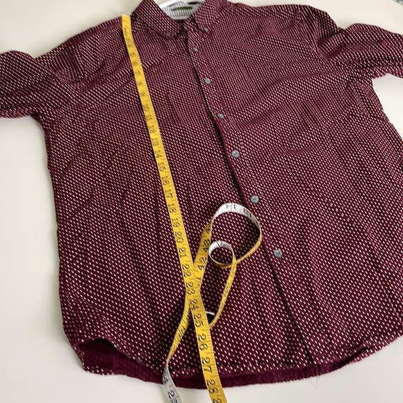 Denim & Flower Burgundy with White dots long sleeve Button Down- Large - Picture 12 of 13